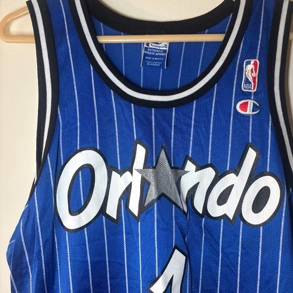 90s Champion Blue and White Penny Hardaway Orlando Magic Pin-Striped Jersey - Picture 3 of 8